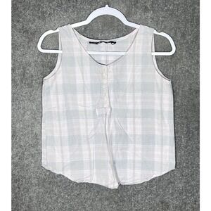 Krazy Kat Plaid Sleeveless Cropped Popover Tank Top Womens Size Small‎ Y2K Pink